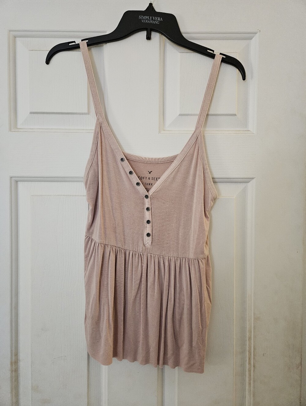 American Eagle Outfitters Light Pink Button-Front Gathered Cami Medium